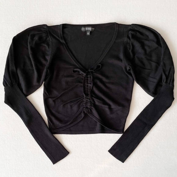 Guess Puff Sleeve Ruched Top - Picture 2 of 9
